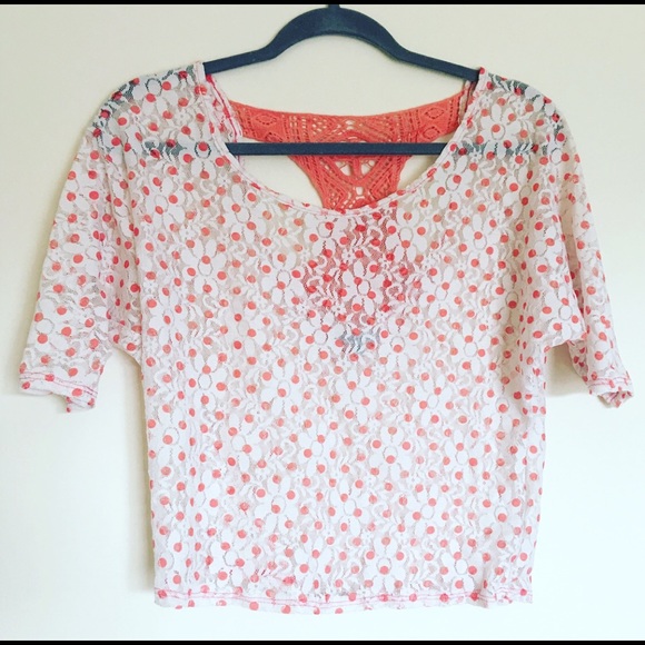 Sheer Polka Dotted Crop Top - Picture 1 of 2